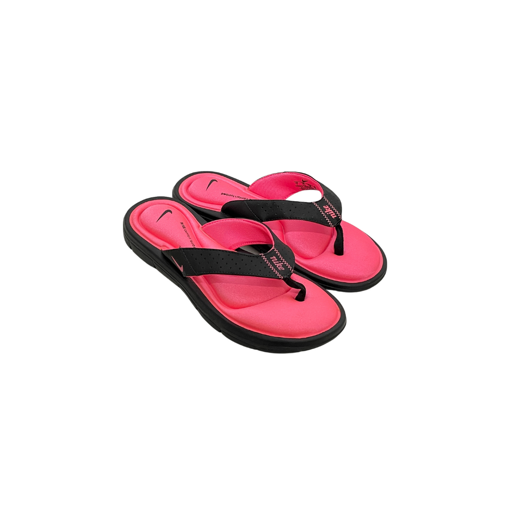 Nike Black & Pink Cushioned Flip-Flop Sandals | Brand New |