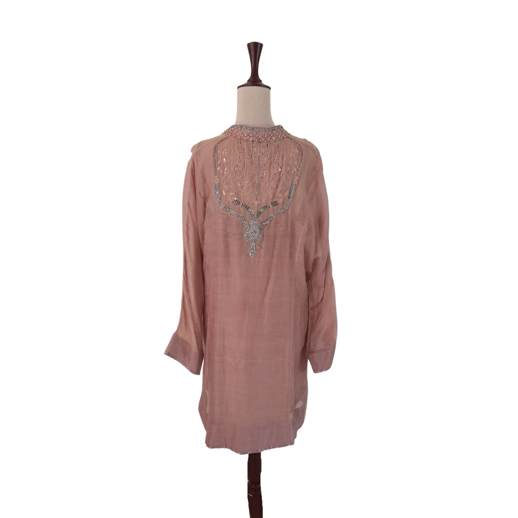 Menahel & Mehreen Pink Beaded Kameez with Slip | Gently Used |