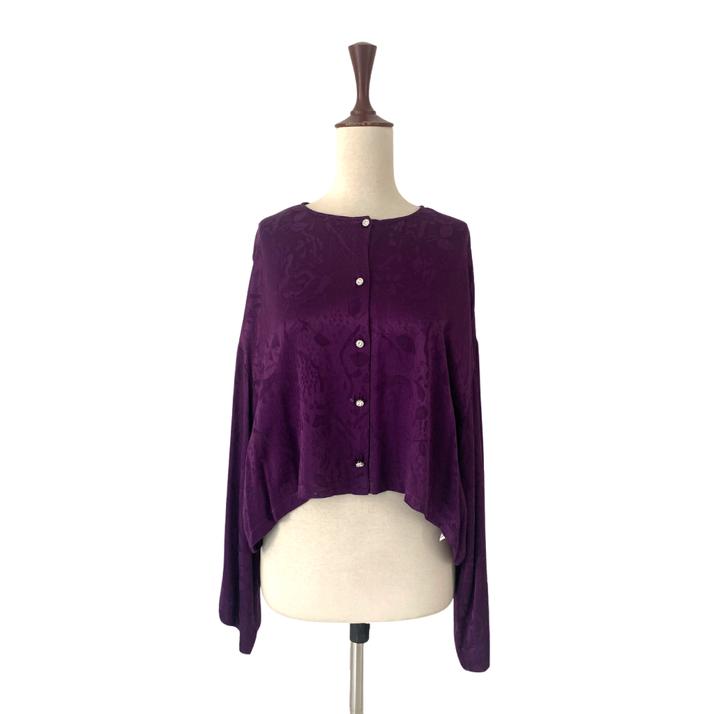 ZARA Purple Rhinestone Buttons Blouse | Pre Loved |