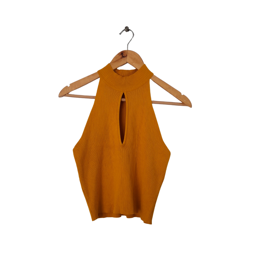 H&M Mustard Ribbed Cropped Sleeveless Top | Gently Used |