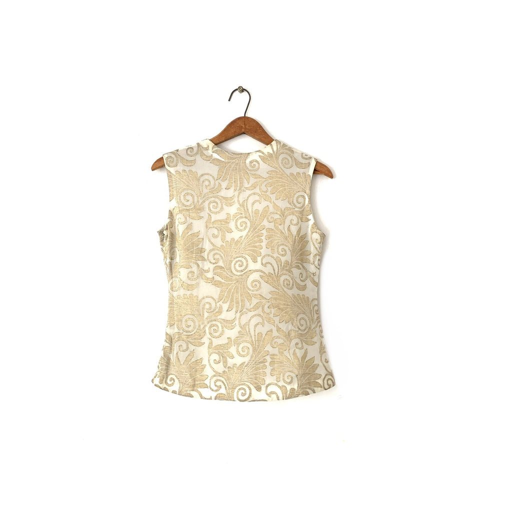 Rohit Bal Cream & Gold Sleeveless Top | Pre Loved |