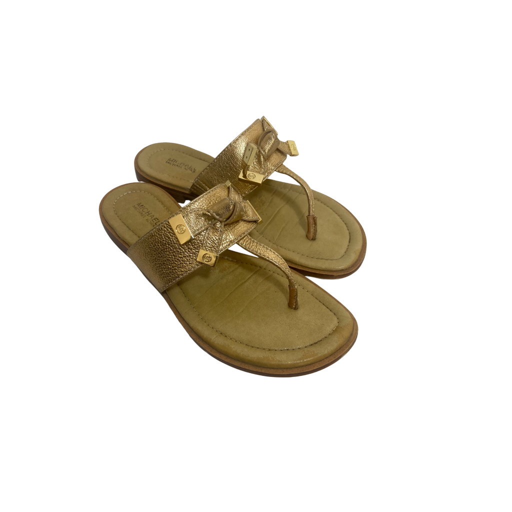 Michael Kors Gold Bow Thong Sandals | Pre Loved |