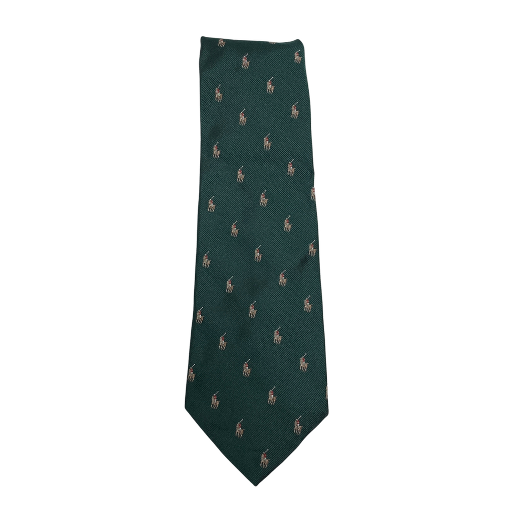 Polo Ralph Lauren Green Printed Silk Tie | Gently Used |