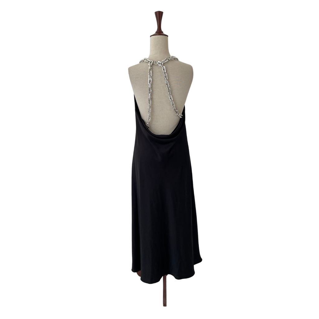ZARA Black Slip Dress with Silver Chain | Brand New |