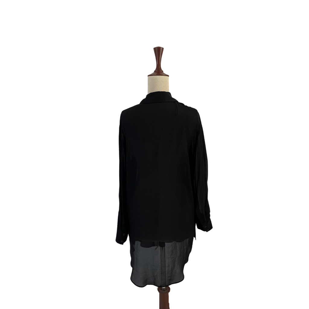 ZARA Black Sheer Collared Oversized Shirt | Pre Loved |
