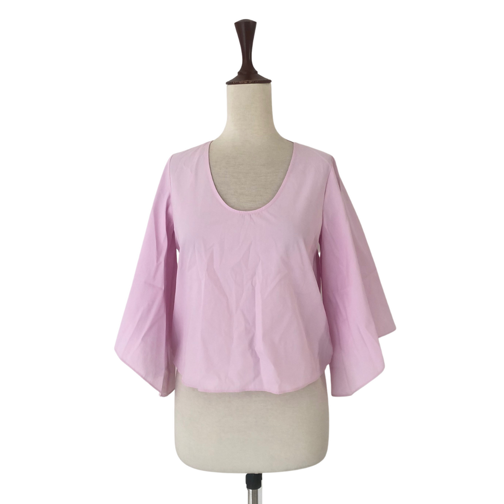 ZARA Light Pink Bell Sleeves Cropped Blouse | Gently Used |