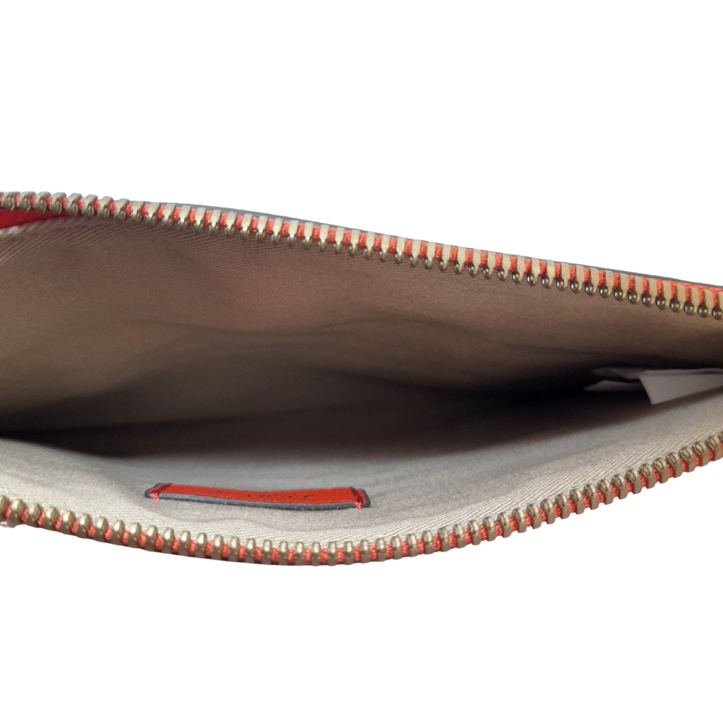 J Crew Orange Leather Clutch with Card Holder | Brand New |