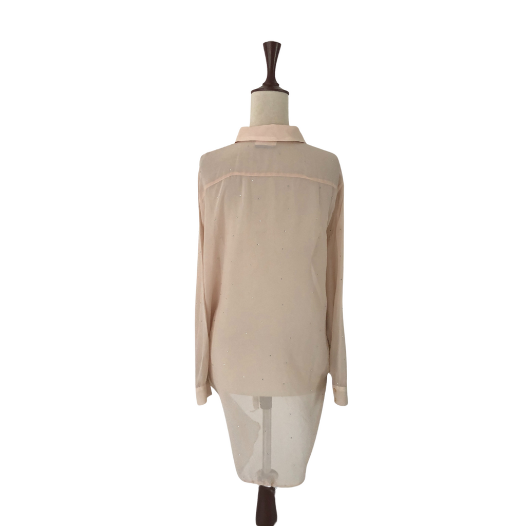 Wallis Light Pink Sheer Rhinestone Collared Shirt | Gently Used |