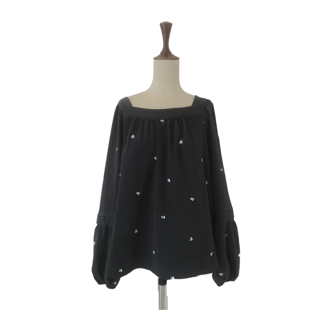 Lauren Conrad Grey Hearts Blouse | Pre Loved |