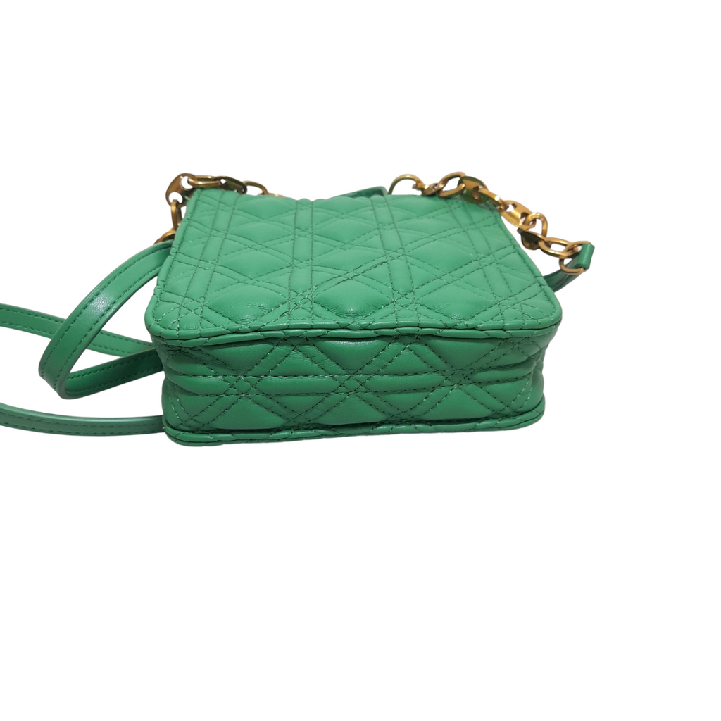 ZARA Green Quilted Faux Leather Shoulder Bag | Gently Used |