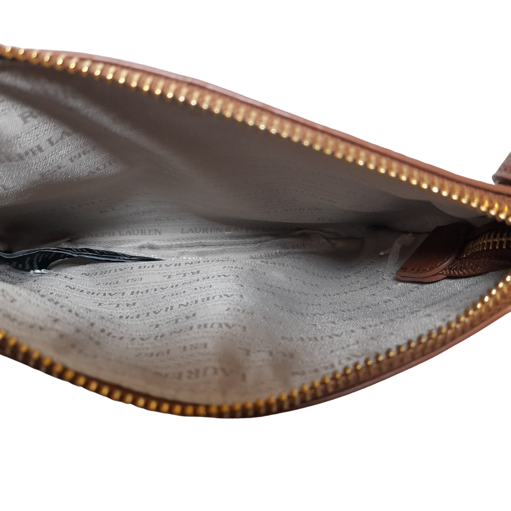 Ralph Lauren Tan Pebbled Leatherette Square Crossbody Bag | Pre Loved |