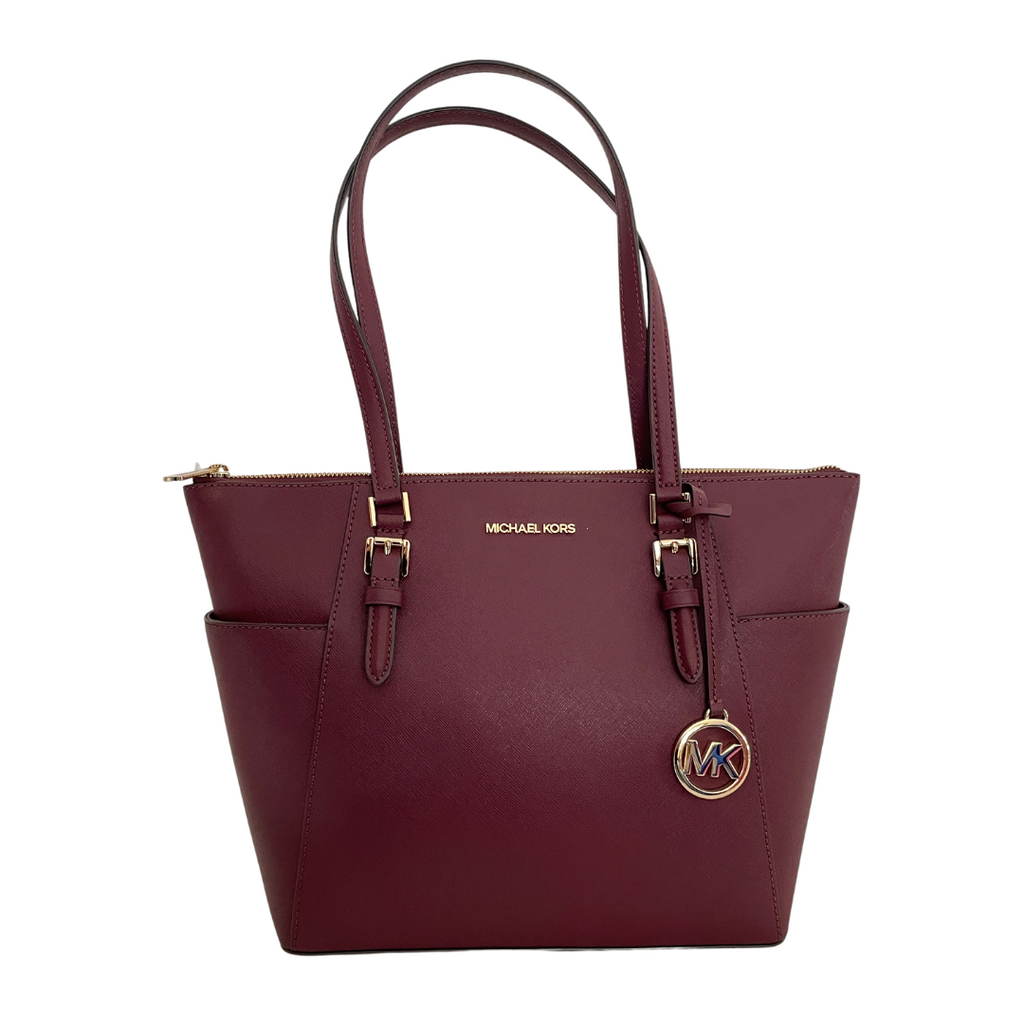 Michael Kors Maroon Leather Jet Set Shoulder Bag | Gently Used |