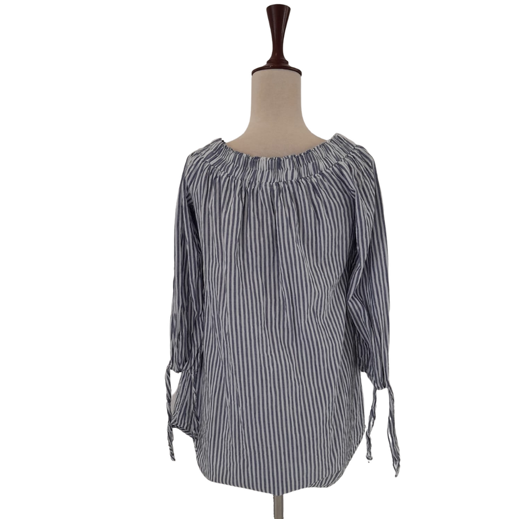 Innocence Blue & White Striped Off-Shoulder Blouse | Gently Used |