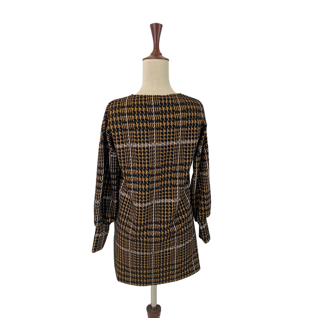 Mango Gold & Black Houndstooth Print Long Tunic | Gently Used |