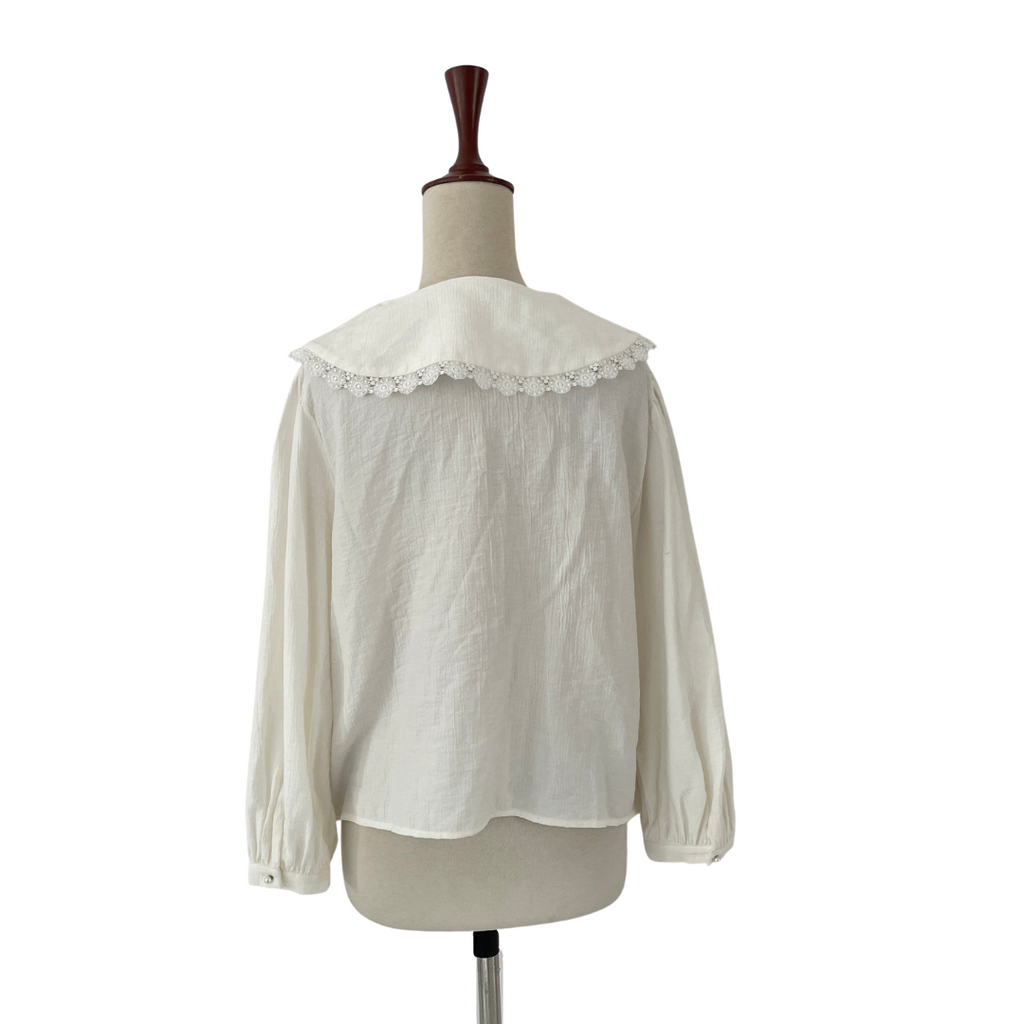 ZARA White Peter Pan Collar Blouse | Gently Used |