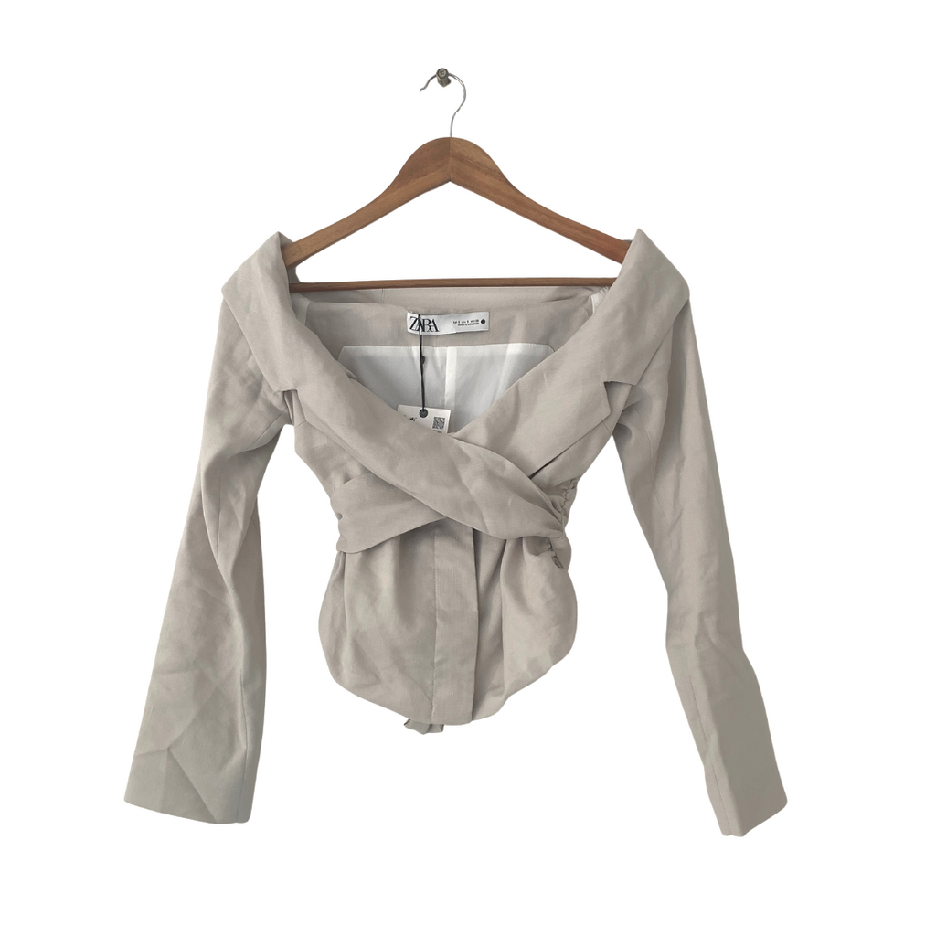 ZARA Light Grey Limited Edition Cropped Blazer | Brand New |