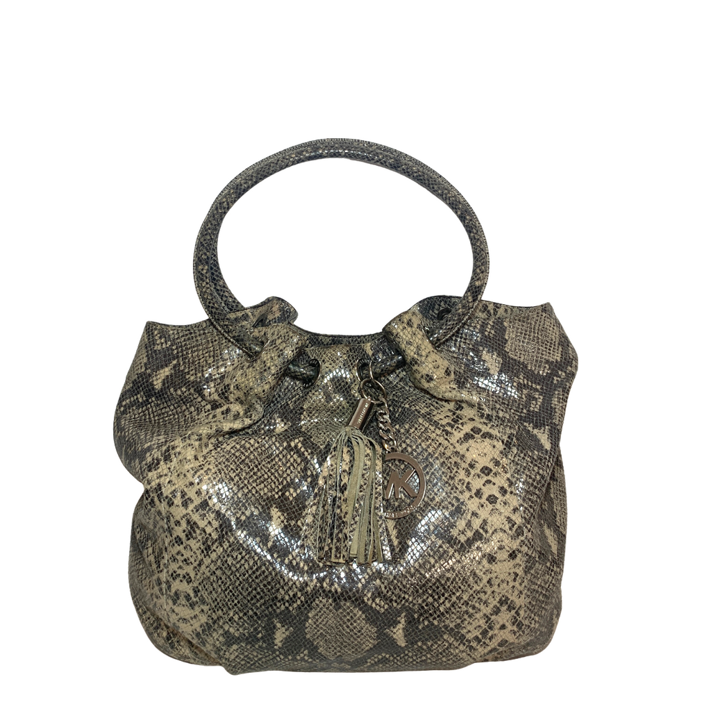 Michael Kors Grey Snakeskin Print Shoulder Bag | Pre Loved |