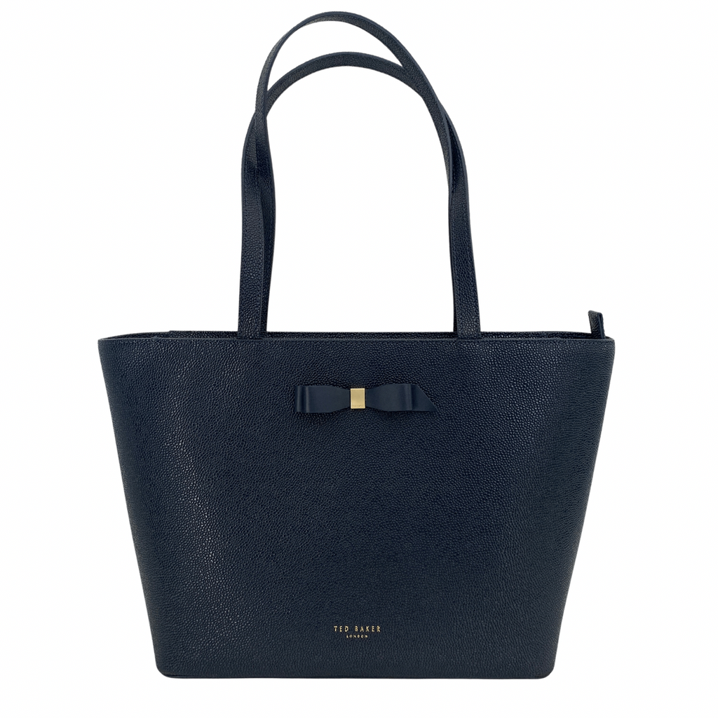 Ted Baker Navy Pebbled Leather Bow Tote | Gently Used |