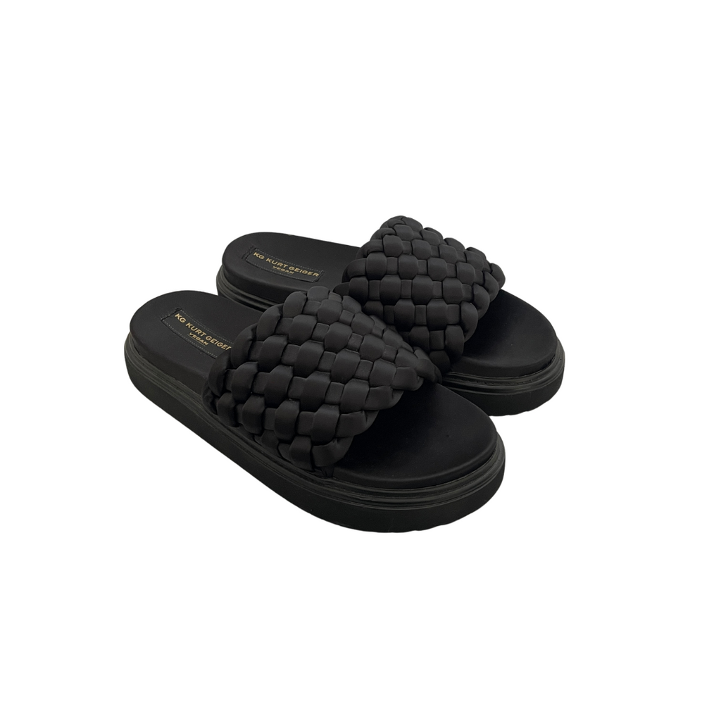 Kurt Geiger Black Chunky Platform Slides | Brand New |