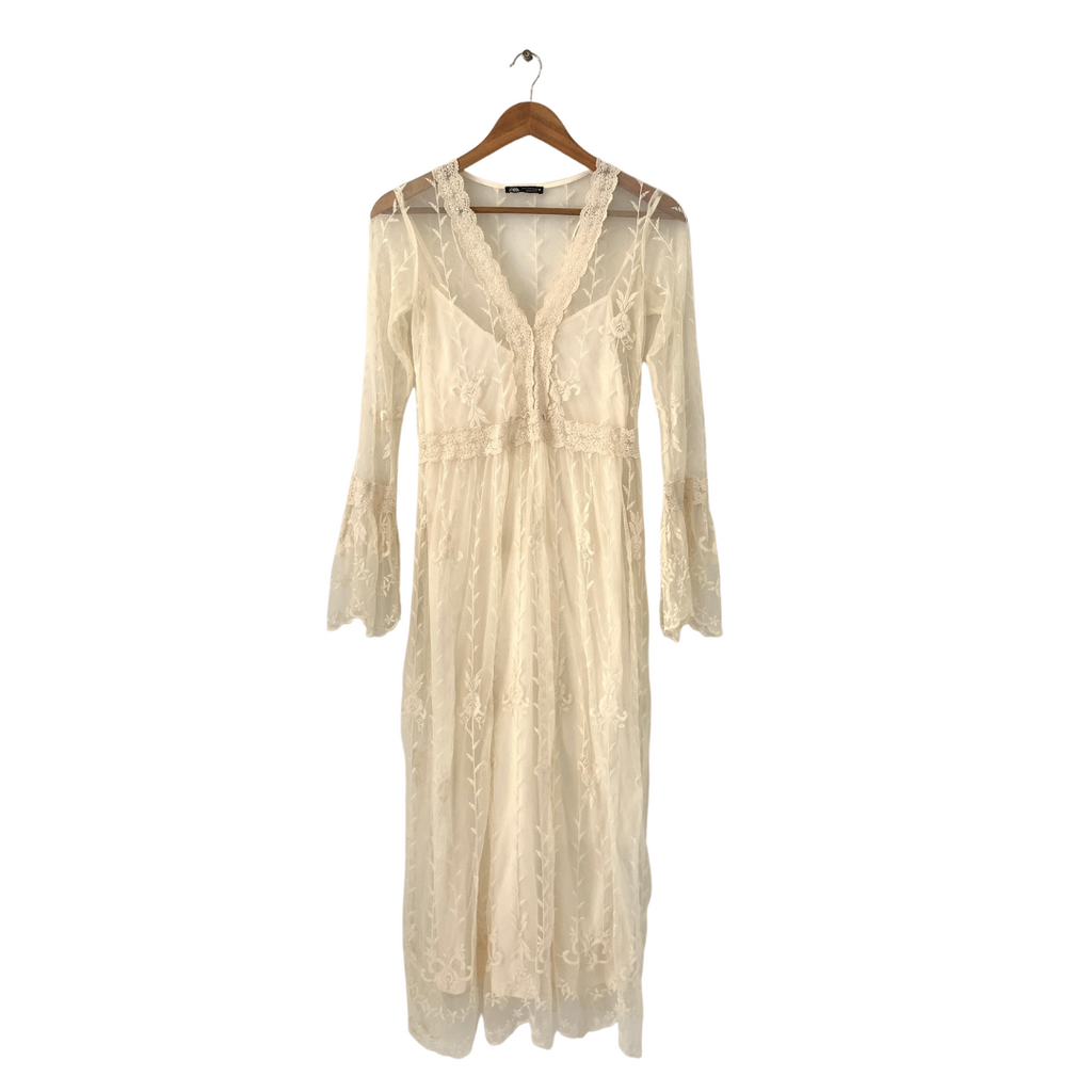ZARA Cream Lace Maxi Dress | Gently Used |