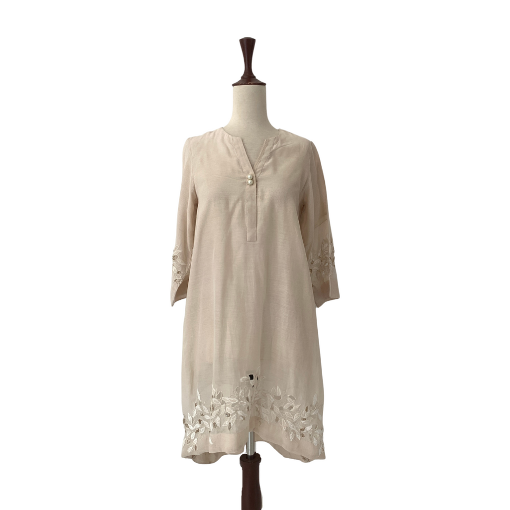 Miraka by Misha Lakhani Beige Cut-work Kurta | Pre Loved  |