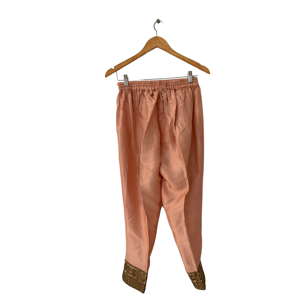 Sania Maskatiya Peach & Gold Silk Kameez (3 pieces) | Pre Loved |