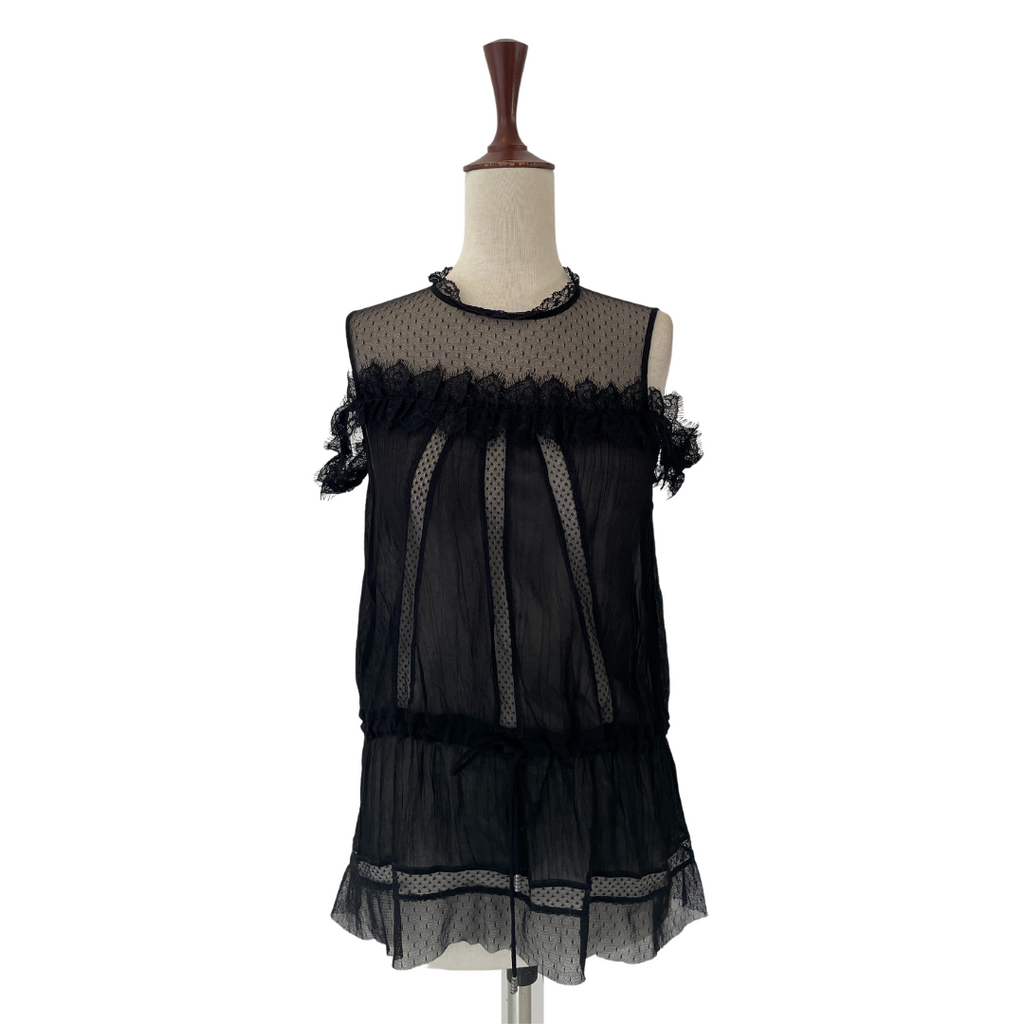 Pinko Black Sheer Sleeveless Blouse | Gently Used |