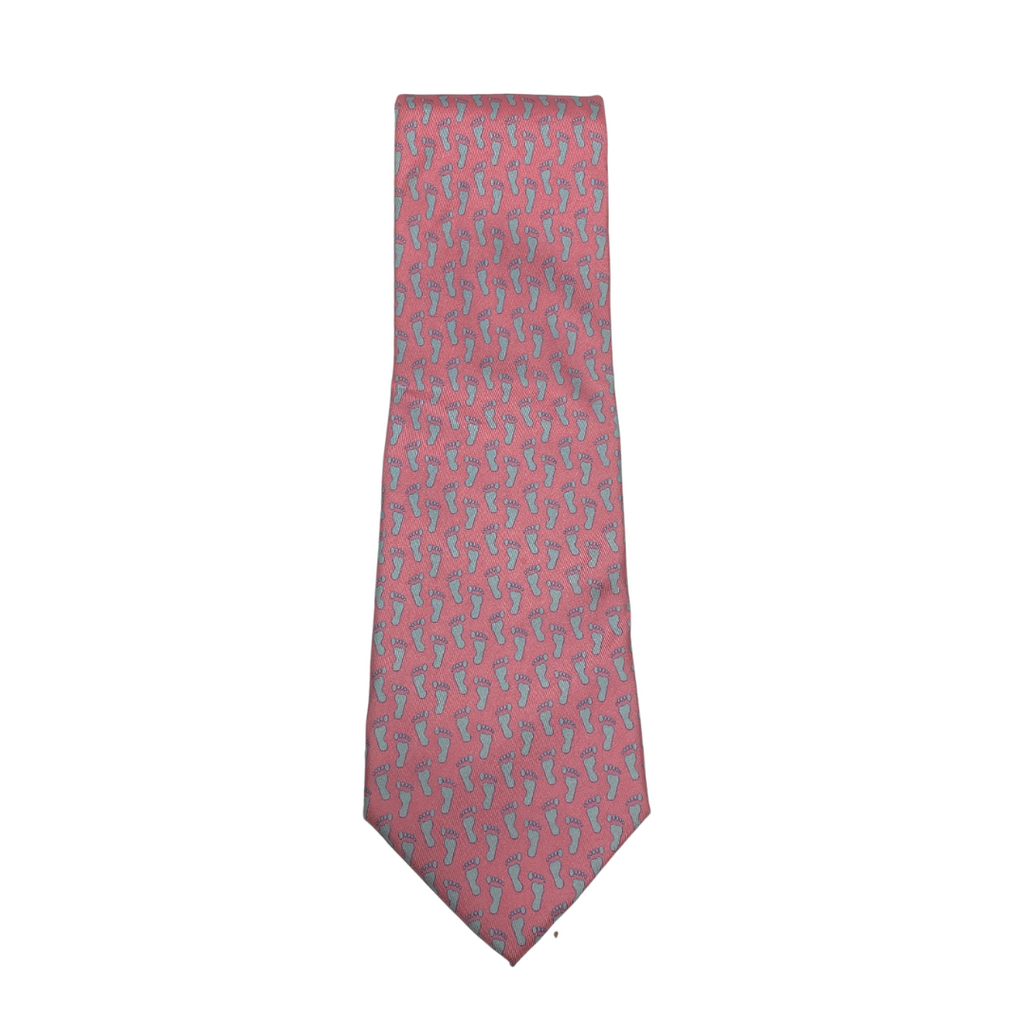 Vineyard Vines Pink Footprints Silk Tie | Like New |