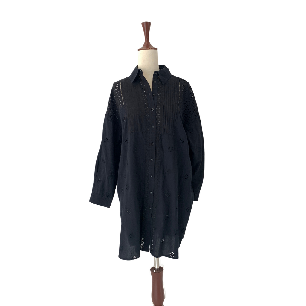 ZARA Black Oversized Collared Shirt | Gently Used |