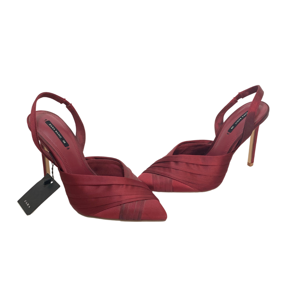 ZARA Maroon Satin Pointed Pumps | Brand New |
