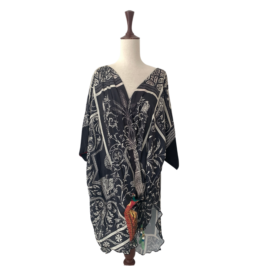 Zohra Alam Black & White Silk Cape | Pre Loved |