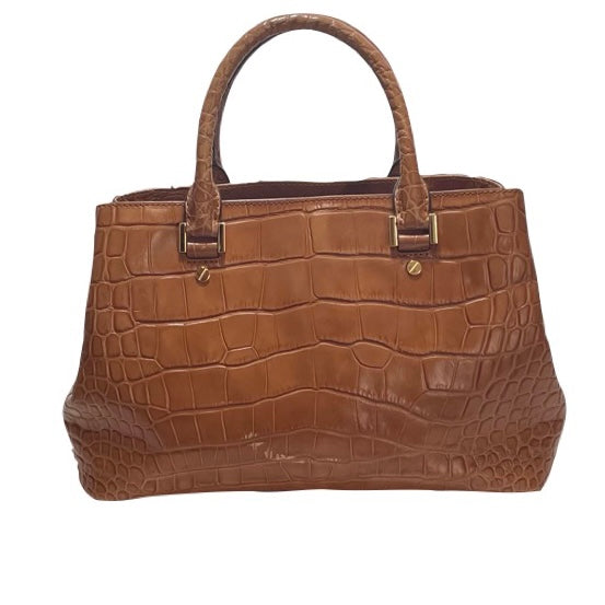 Michael Kors Tan Leather Croc Print Satchel | Pre Loved |