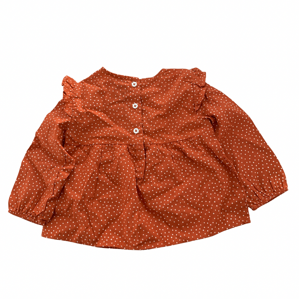 LC Waiki Orange Polka Dot Blouse (9 -12 months) | Brand New |