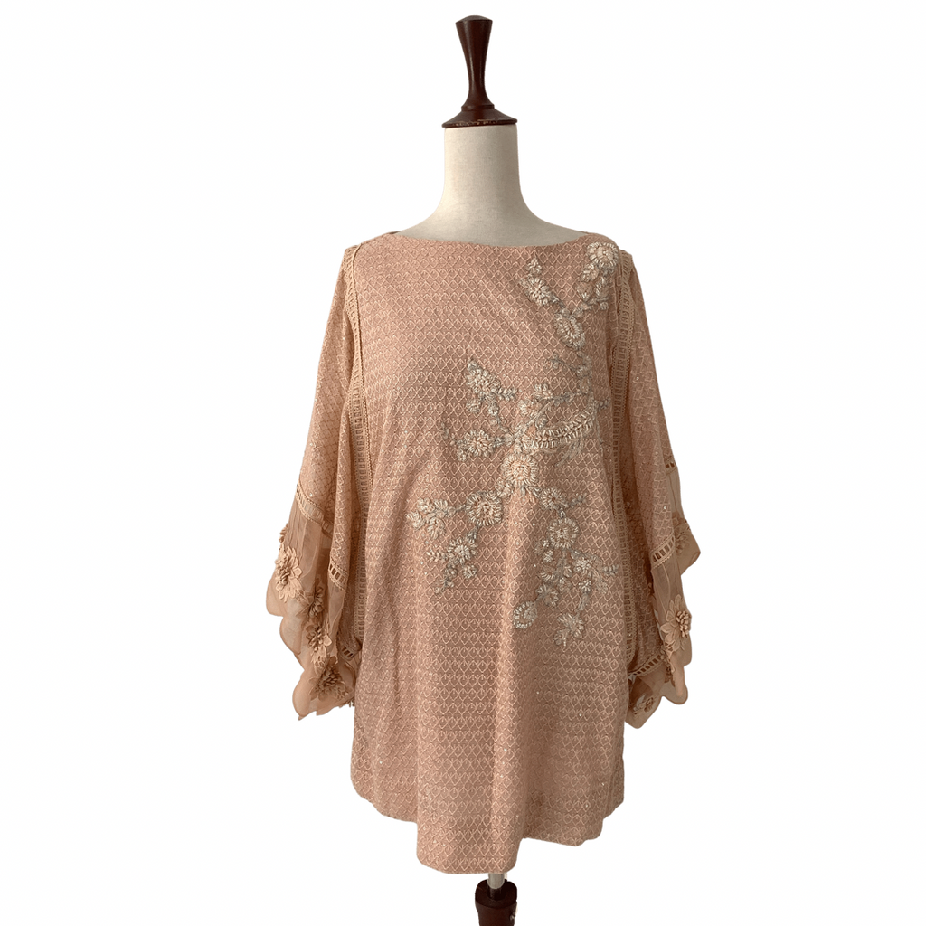 Zuri By Zainab Fawad Peach Embroidered Kameez with Dupatta | Gently Used |