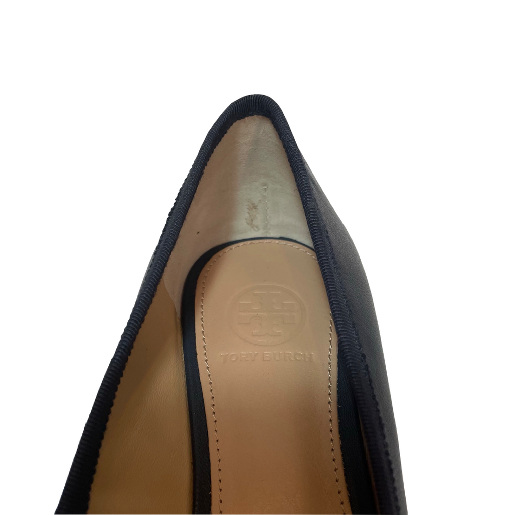 Tory Burch Navy Leather 'Chelsea' Wedges | Gently Used |