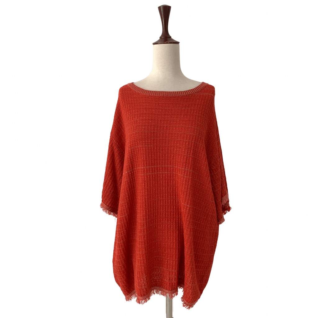 ZARA Orange Metallic Fringe Knit Top | Like New |