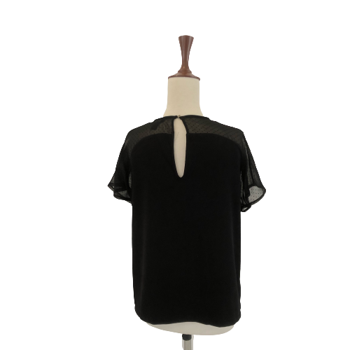 Mango Black Short Sheer Sleeves Top | Gently Used |