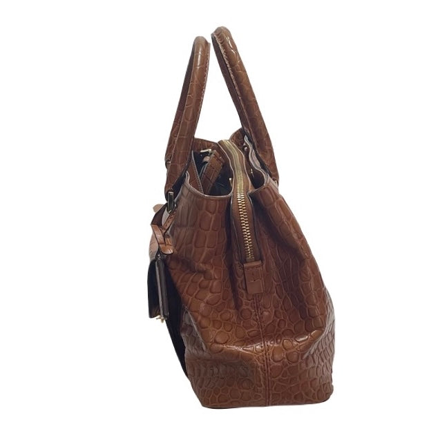 Michael Kors Tan Leather Croc Print Satchel | Pre Loved |