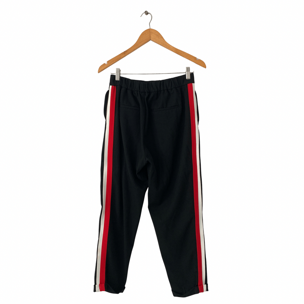 ZARA Black Pants with Red & White Stripe Trim | Pre Loved |