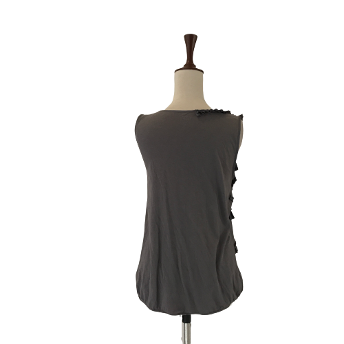 LOFT by Ann Taylor Grey Frill & Roses Sleeveless Top