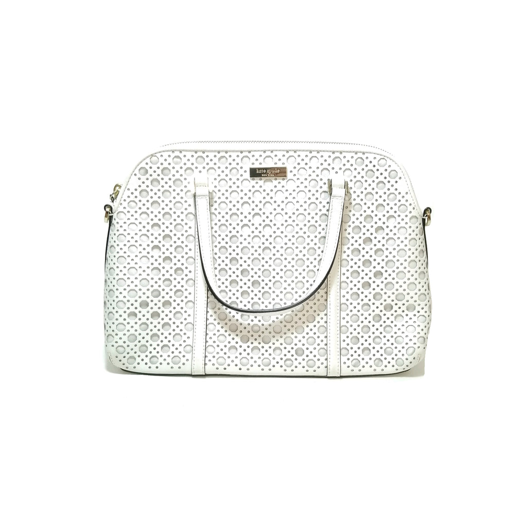 Kate Spade White Laser Cut Tote Leather Bag