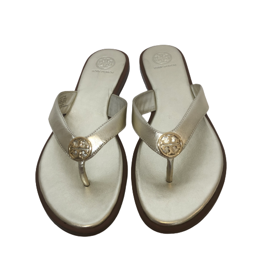 Tory Burch Gold Logo 'Benton' Thong Sandals | Like New |