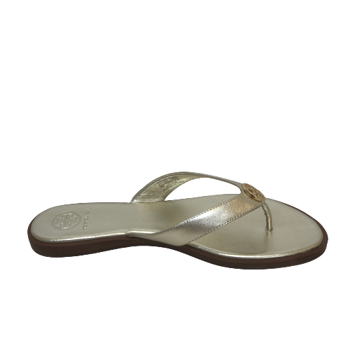 Tory Burch Gold Logo 'Benton' Thong Sandals | Like New |