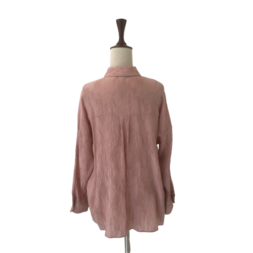ZARA Pink Crinkle Collared Shirt | Gently Used |
