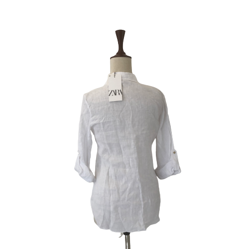 ZARA White Linen Collared Shirt | Brand New |