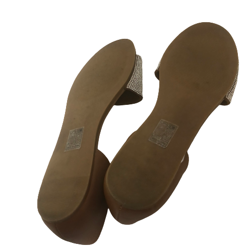 Steve Madden Rhinestone & Leather D'Orsay Slides | Pre Loved |