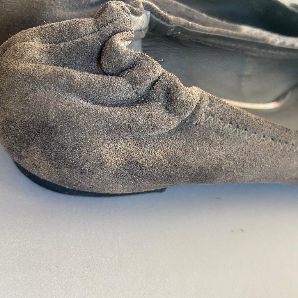 Tory Burch Silver Croc Textured & Suede Ballet Flats | Pre Loved |