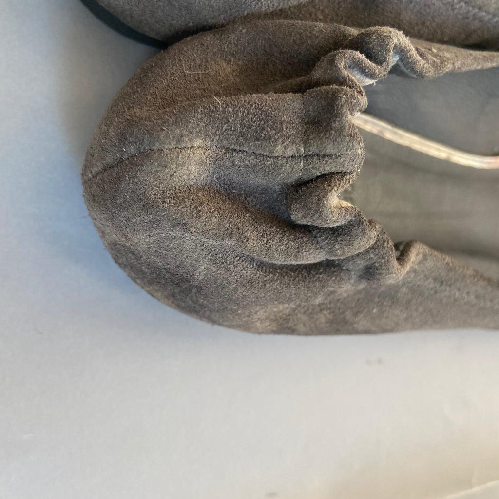 Tory Burch Silver Croc Textured & Suede Ballet Flats | Pre Loved |