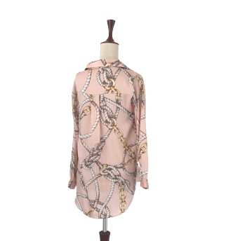 ZARA Pink Chain Print Collared Shirt | Gently Used |