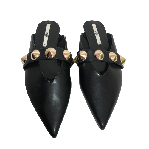 ZARA Black Studded Mules | Brand New |